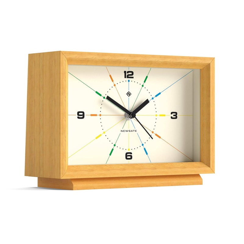 NEWGATEÂ® Hollywood Desk Clock | Contemporary Rectangular Design | Solid Wood | Pale Oak Finish | Mid Century Style for Desk, Table top, Shelf or Bedside - Image 2